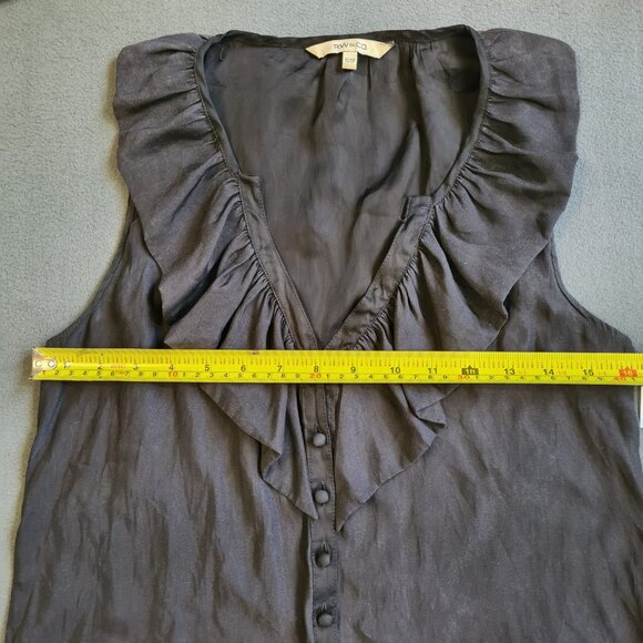 RW&CO Women Deep V Neck Tank Tops Size XS Lotus Ruffle Sleeveless Blouse - Picture 8 of 10